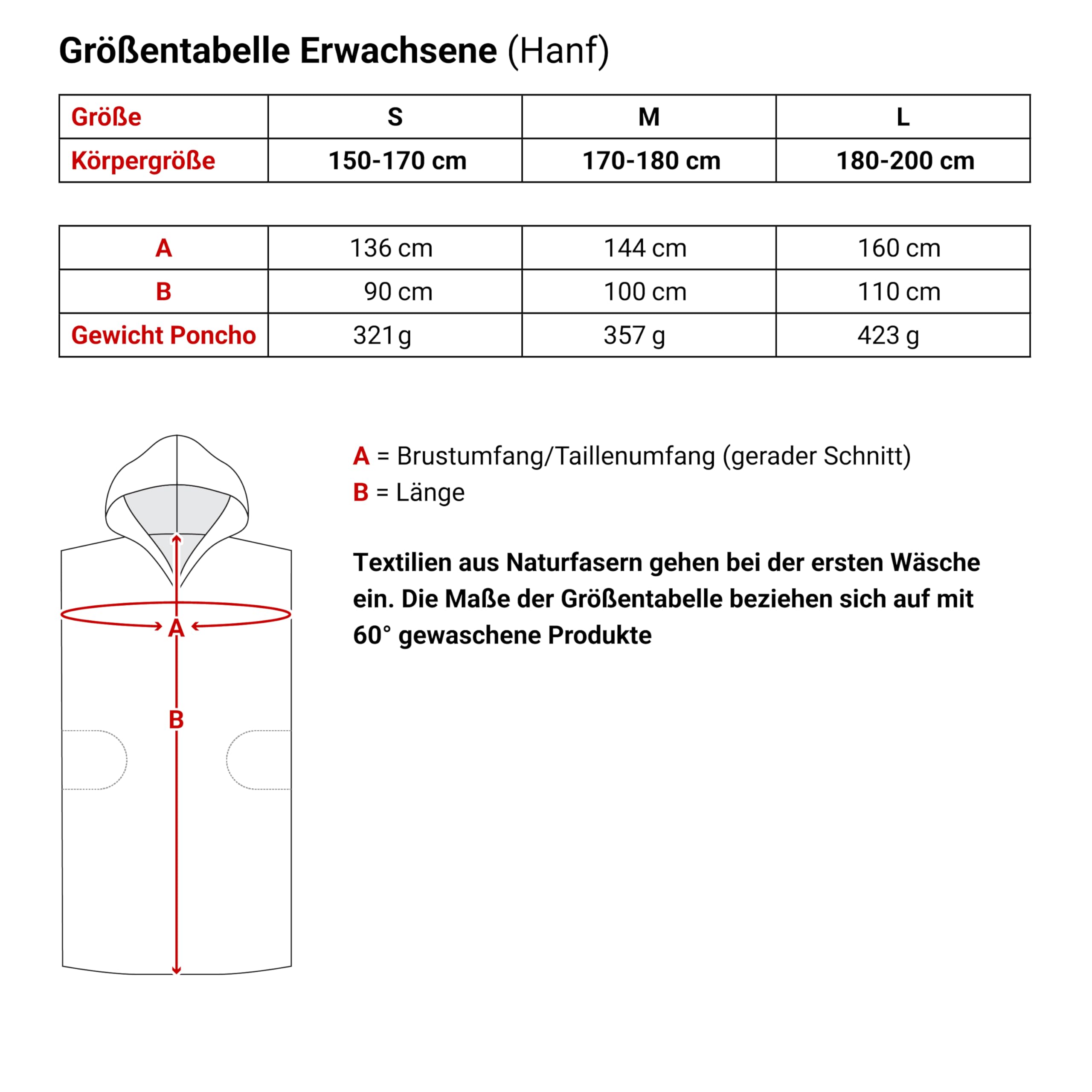 LeStoff Badeponcho - 50% Bio-Baumwolle 50% Hanf - Leicht, Saugstark, Schnelltrocknend, Bio, Strandponcho mit Kapuze, Handtuchponcho, Surf Poncho, Handtuchkleid, Duschponcho, Umziehponcho