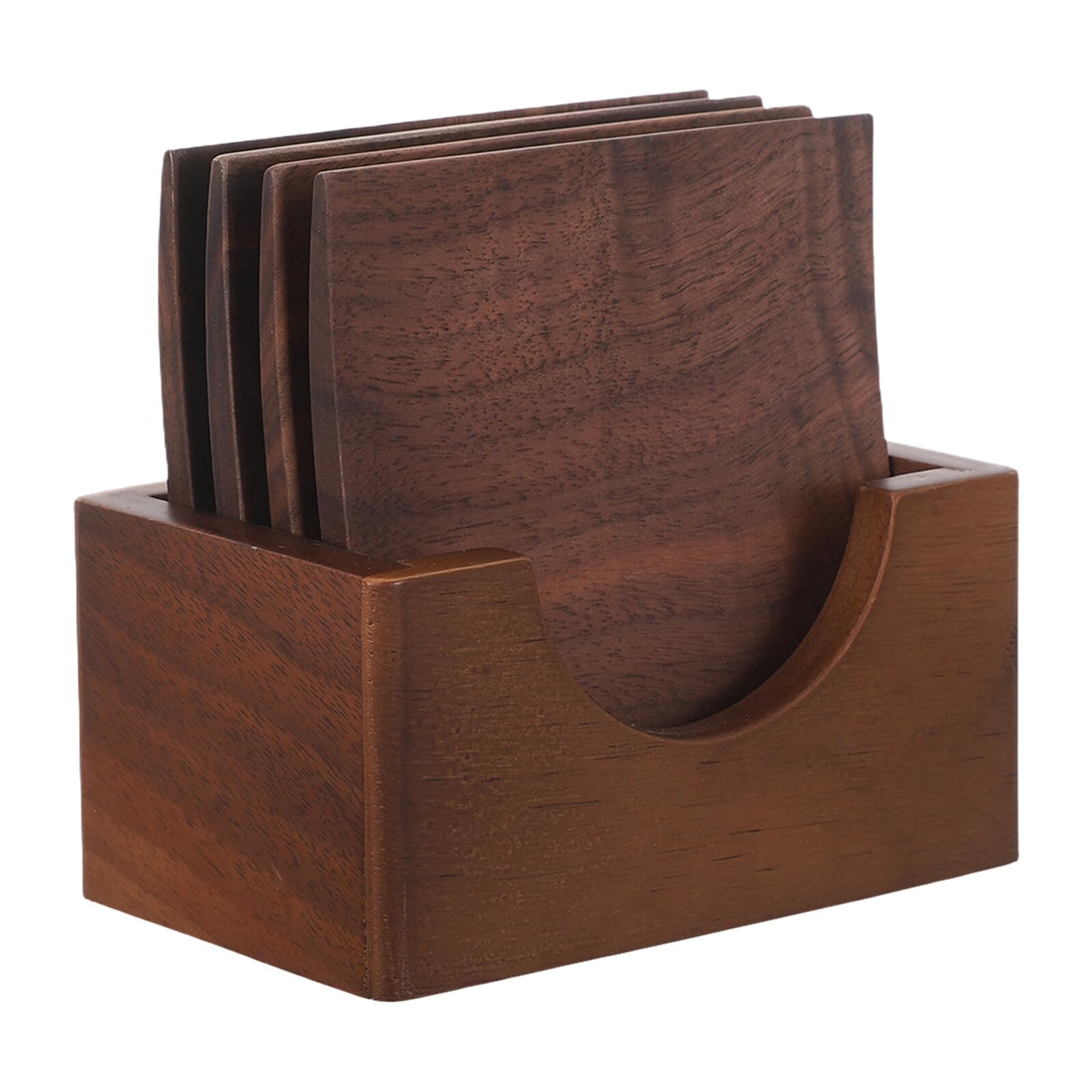 Verres Carrés en Bois de Noyer pour table basse et pauses café