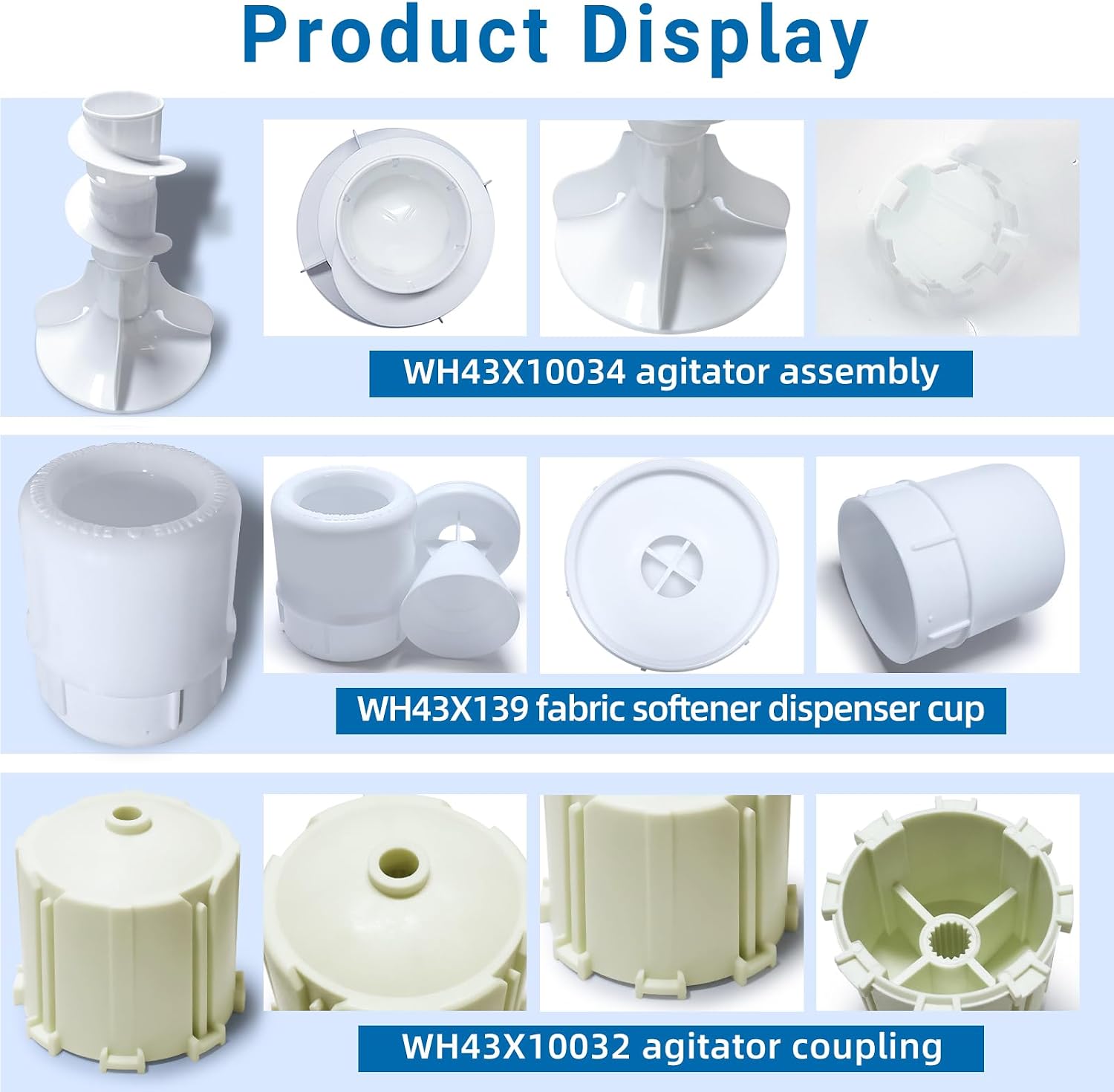 3-in-1 WH43X10034 WH43X139 WH43X10032 Washer Agitator Repair Kit Fits for GE Hotpoint Top Load Washers WH43X10034 Agitator + WH43X139 Fabric Softener Dispenser + WH43X10032 Coupler