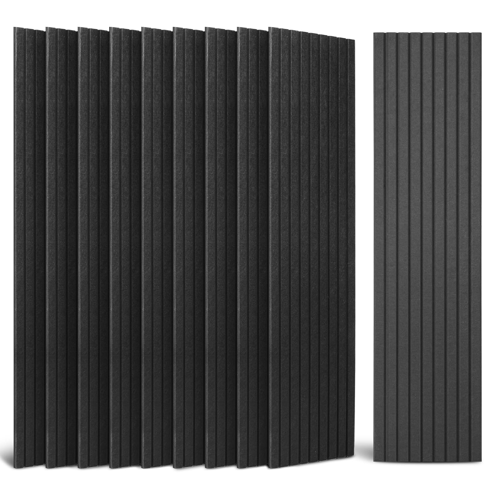 Art3dwallpanels 10 Pack Acoustic Panels, 48" X 12" X 0.35" Soundproof Wall Panels, Self Adhesive High Density Sound Absorbing Acoustic Treatment for Recording Studio, Office, Black