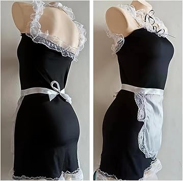 Women Maid Lingerie Set Lolita Anime Cosplay Dress Apron Lingerie Choker with Lace Nightwear Fancy Dress Up Costume