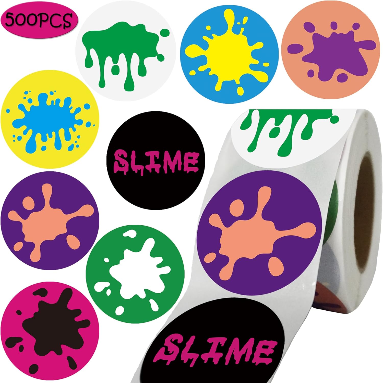 500PCS Rainbow Slime Themed Sticker-Art Paint Sticker Party Supplies Decorations Birthday Baby Shower Party Favors