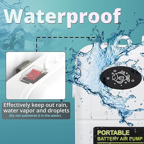Miniatura 3 de MAKERELE Mini acuario bomba de aire portátil de batería para tanques de peces de 6 galones bomba aireadora con soporte, tubo de línea aérea, válvula