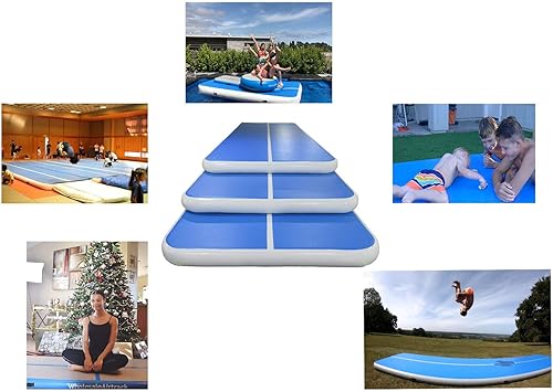Miniatura 4 de INFUNTABLE - Alfombra inflable para gimnasia con bomba de 8 pulgadas de grosor para entrenamiento de yoga al aire libre, porristas, playa, uso
