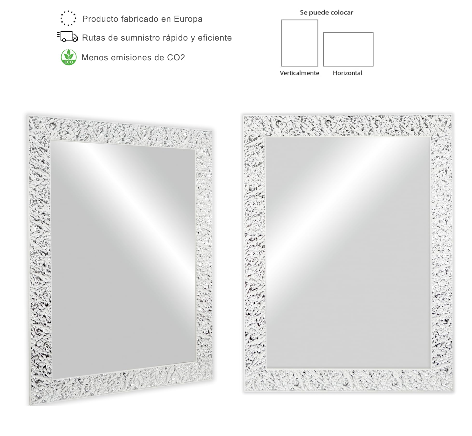 CHELY INTERMARKET Espejo de Pared Cuerpo Entero 50x70cm(62,50x77,50cm) Blanco-Plateado MOD148