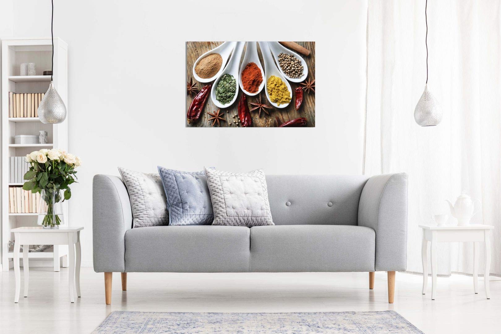 Stampa artistica su tela di spezie sul tavolo, cibo, cucina, per parete, A0 91x61cm (36x24in)