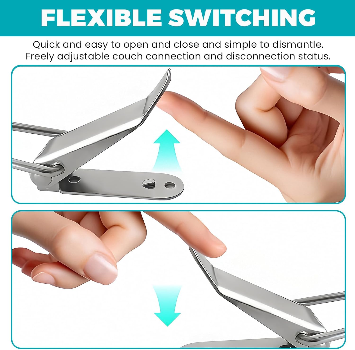 ASTIMESA 6 Sets Sectional Couch Connectors with 24 Pieces Screws, Modular Couch Clips for Sectionals, Heavy Duty Furniture Connectors Clamp Bracket Hold in Place