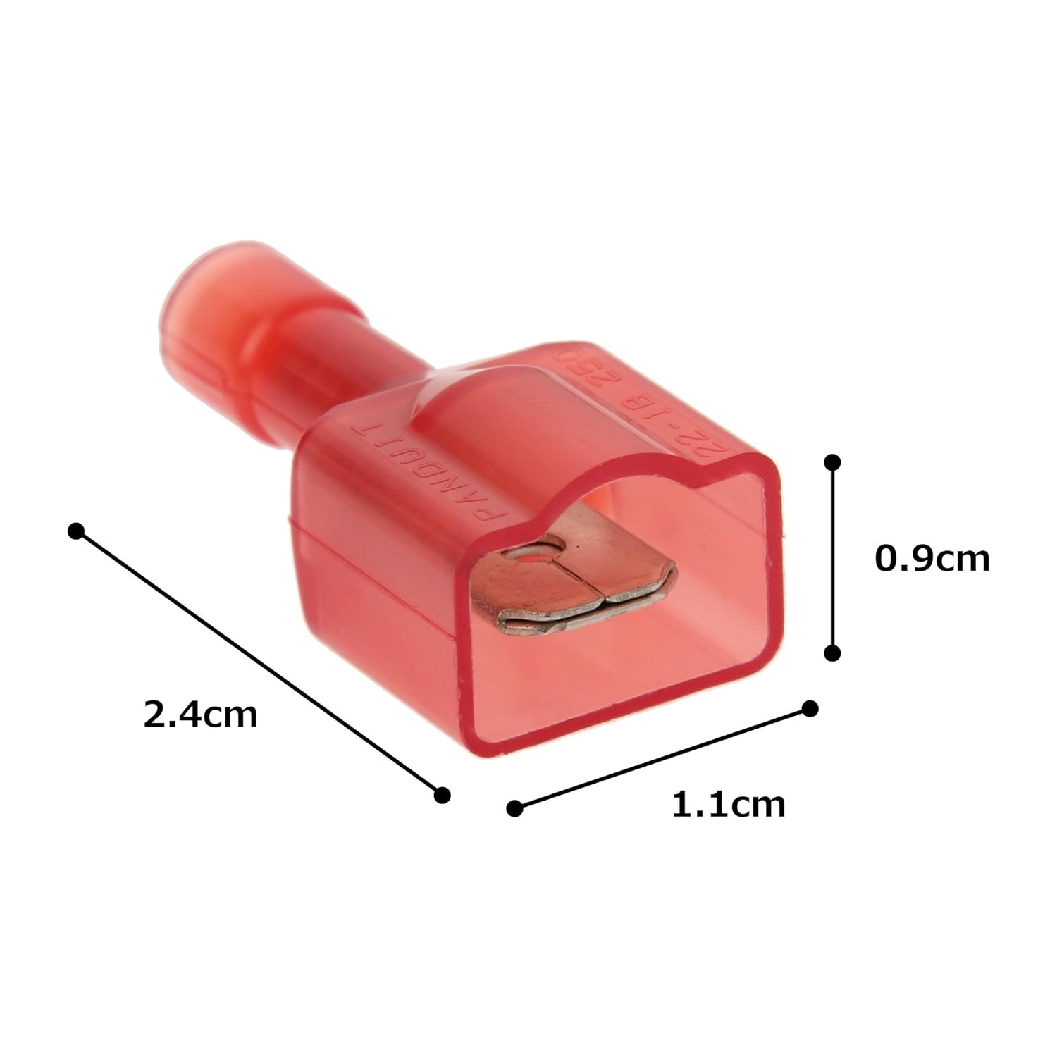 Panduit DNF18-250FIM-L Male Disconnect, Nylon Fully Insulated, 22 - 18 AWG, .250 by .032-Inch Tab Size, Red (50-Pack)
