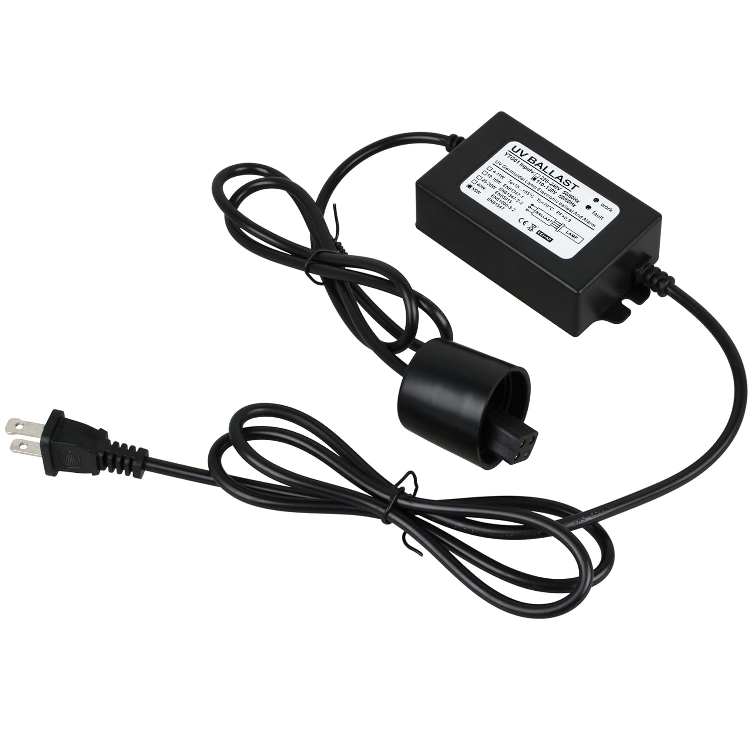 NyxVeil 55W UV Ballast Whole House Water Purifier Replacement | 100-120V AC/DC, fits 12GPM water system, 4-prong lamp port with red & green indicator light for UV water filter maintenance