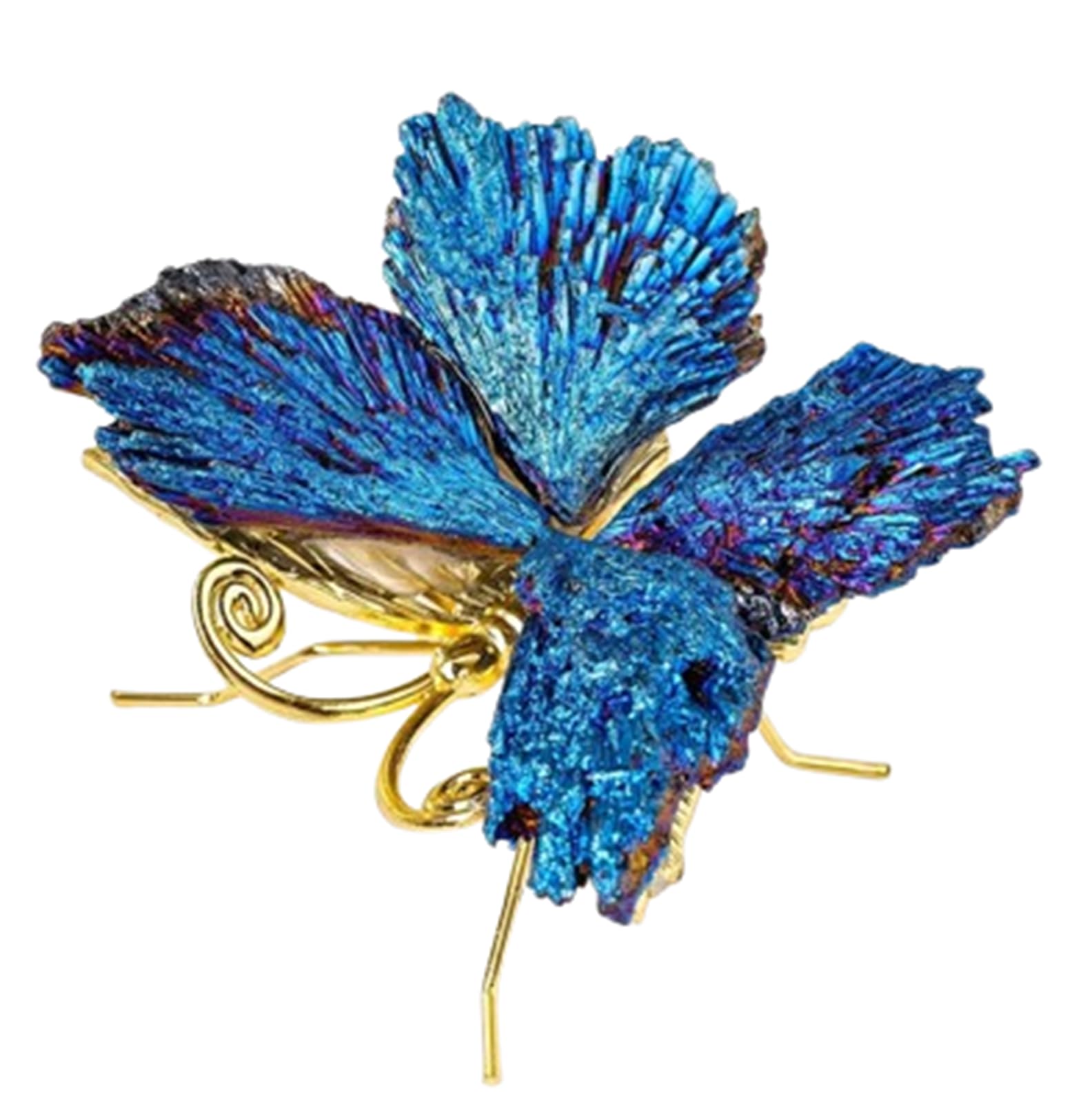 SHFTQXSLAT Electroplated Blue Tourmaline Butterfly Crystal Stones Statue Ornaments Crystals Gift for Home Decor Collection,Silver