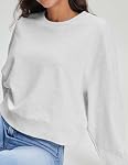 STELLE Cropped Sweatshirts for Women Cotton Long Sleeve Crop Tops Crewneck Pullover Oversized Sweater