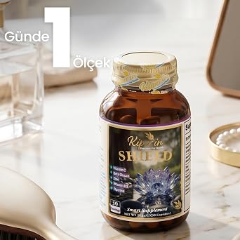 Kiperin Shield Lipozomal C Vitamini Beta Glukan Çinko D3 Vitamini Bağışıklık Desteği, Piperin İçeren Takviye Edici Gıda, Günlük 1 Kapsül, 30 Kapsül