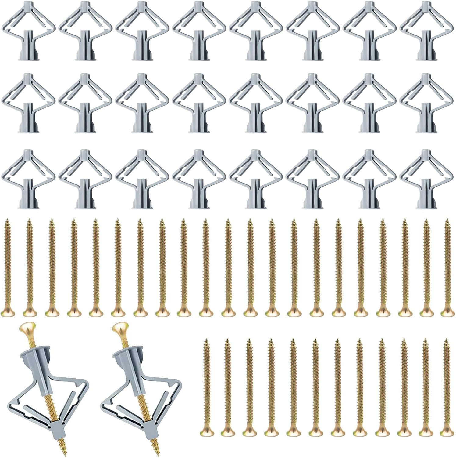 100pcs Plasterboard Plugs Set (50 Wall Plugs & 50 Screws),Expansion