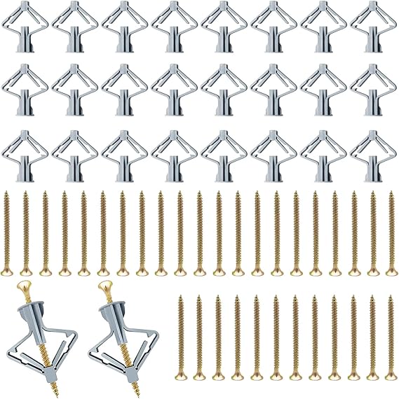 100pcs Plasterboard Rawl Plugs Set (50 Wall Plugs & 50 Screws