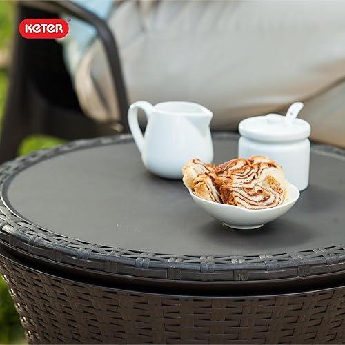 Miniatura 25 de Keter Pacific Cool Bar Muebles de patio al aire libre y mesa auxiliar para bañera de hidromasaje con enfriador de cerveza y vino de 7.5 galones