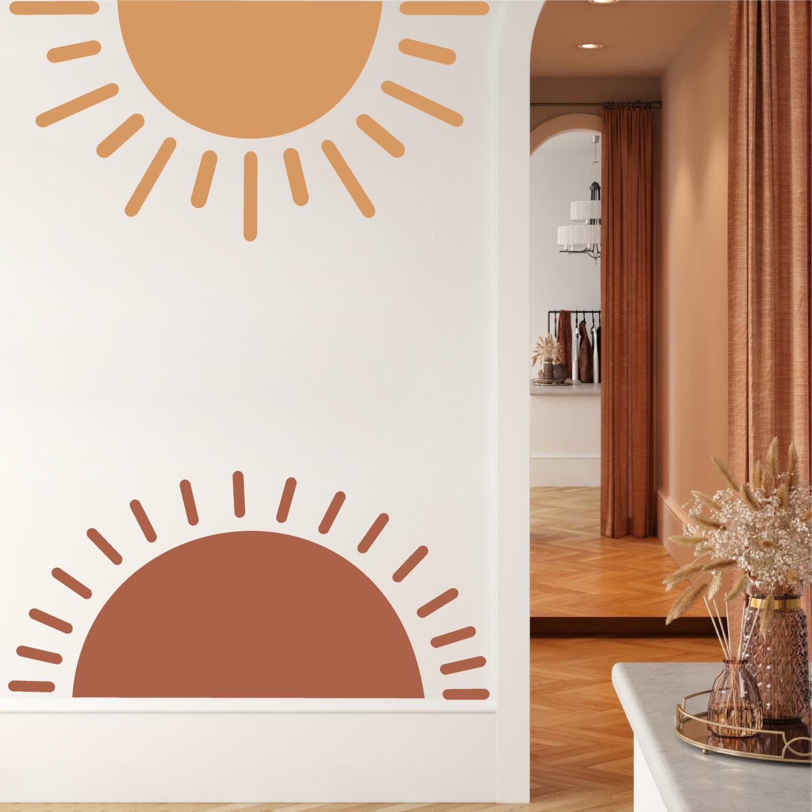 Half Sun Wall Decals - Large Sunshine Wall Stickers for Baby Room & Kids Bedroom - Sunrise Peel and Stick Sticker Decals - Image 2