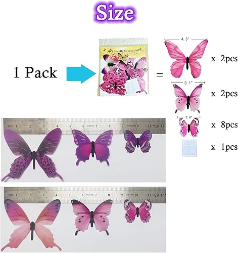 Miniatura 5 de Ewong Calcomanías de pared de mariposa, 48 unidades, decoración de mariposas 3D, calcomanías de mural extraíbles, arte de pared, decoración del