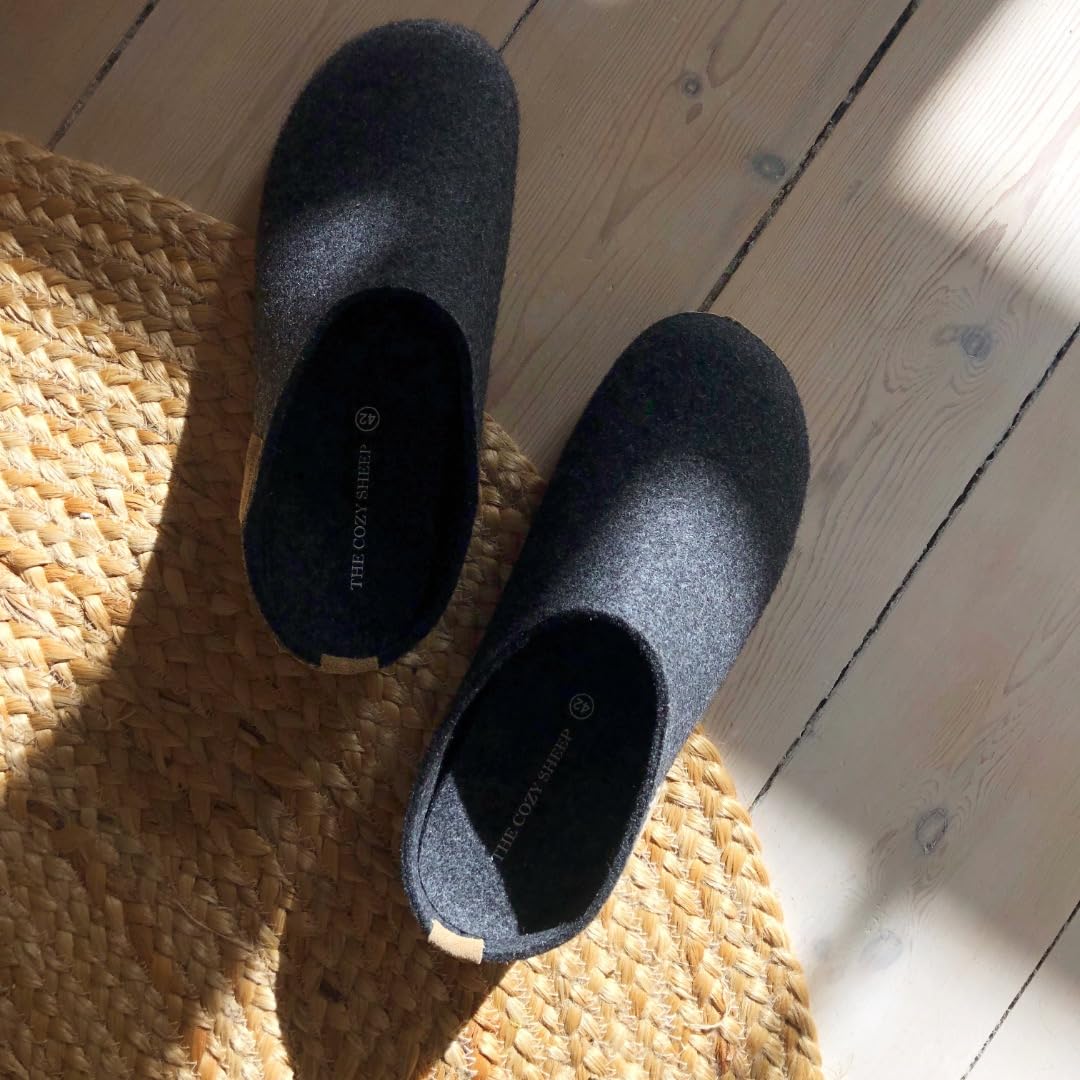 Filzpantoffeln mit Ledersohle | Praktische Damen & Herren Hausschuhe Sommer und Winter | Bequeme Hüttenschuhe Damen und Herren | Filzhausschuhe Geschlossen