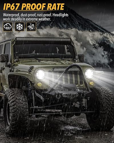 Miniatura 6 de Faros delanteros LED de 7 pulgadas con haz altobajo de 160 W, 7200 lúmenes, repuesto compatible con Jeep Wrangler JK LJ CJ TJ 1997-2018, H1 H2