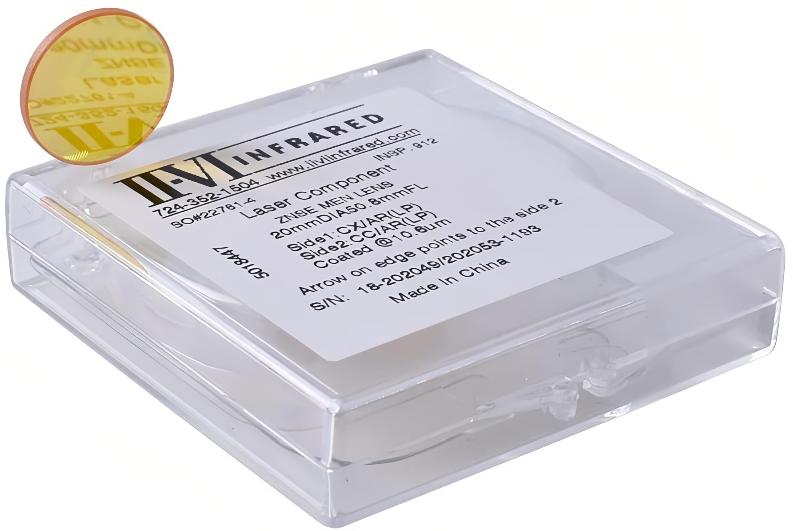 CO2 Focus Lens CVD ZnSe Dia:20mm FL:50.8mm/2" for CO2 10.6um Engraving Cutting Engraver/Cutter 40W-200W (Dia:20mm FL:50.8mm/2")