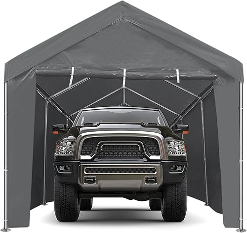 Miniatura 7 de LAUREL CANYON Toldo de acero resistente de 12 x 20 pies, para fiestas, cobertizo de almacenamiento, refugio de barco, garaje portátil con paredes