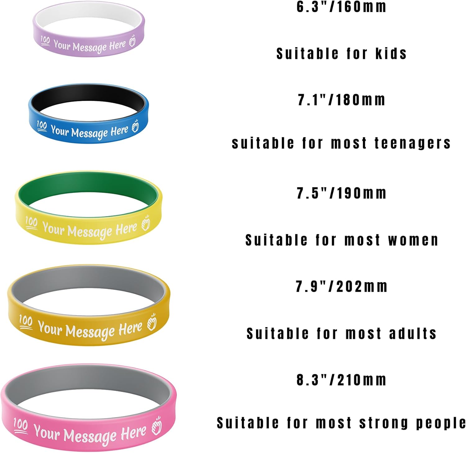 Custom Silicone Wristbands Personalized Wholesale Rubber Bracelets Customized for Motivation, Events, Gifts, Support, Fundraisers, Awareness