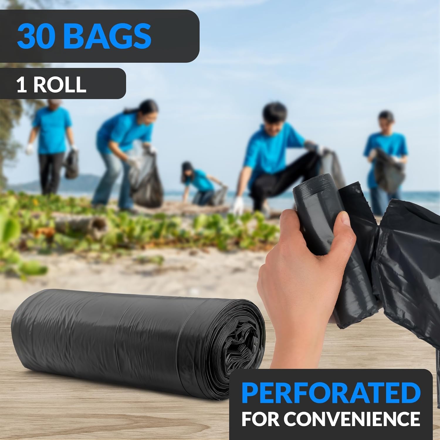 Reli. 65 Gallon Trash Bags (30 Count) | Black | Twist Ties Included | Extra Tough, Leak-Proof, Heavy Duty Garbage Bags | Ideal for Large Clean Ups