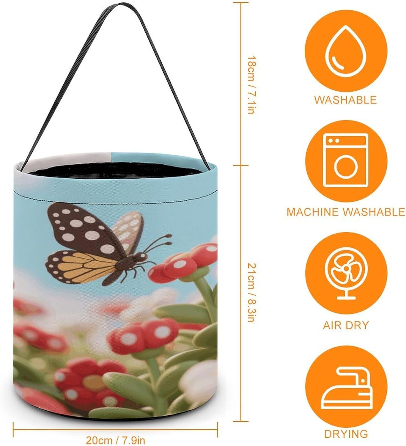 White - Dotted Butterfly Halloween Tote Treat Bag for Trick Or Treat image 2