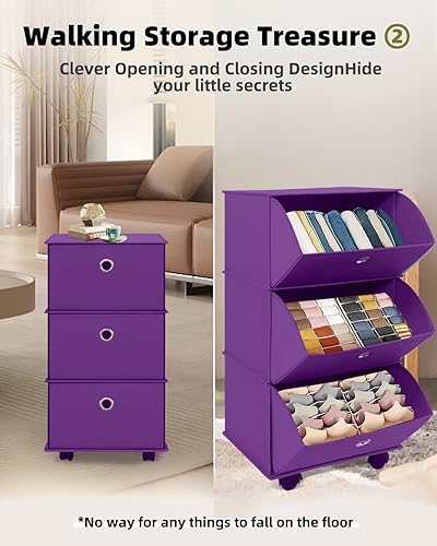 Miniatura 2 de Foldable 3 Drawer Storage, Portable Fabric Drawer Dresser with Wheels, 3 Drawer Organizer Easy Assembly, Space-saving Stylish Storage Dresser for