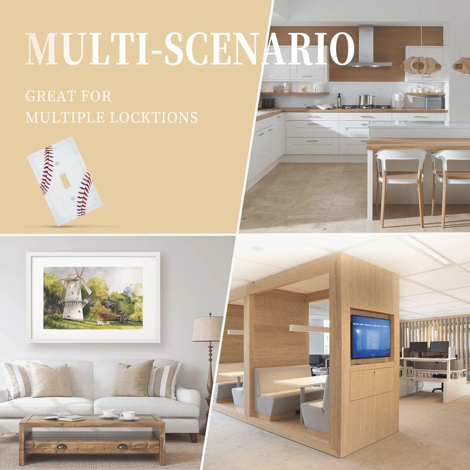 Decorative Light Switch Cover Baseball Pattern Wall Plate 1 Gang Single Toggle Device Electrical Faceplate Switchplates Decorator Outlet Wall Plate for Bedroom Bathroom Decor