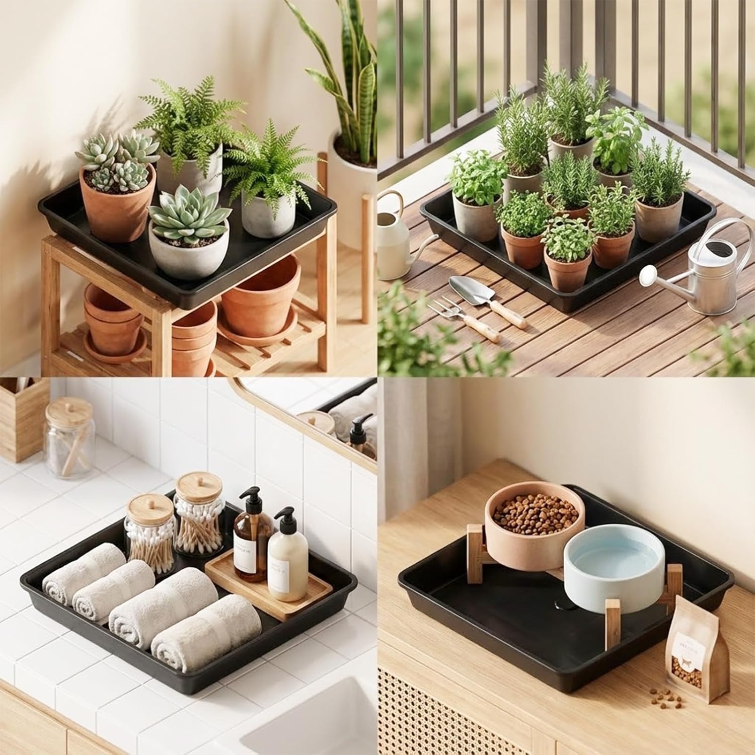 10 Pack Square Plant Saucer 18 Inches Plant Trays for Pots Plastic Round Drip Trays Flower Pot Saucers Black Planter Water Tray Plant Drainage Tray, Black