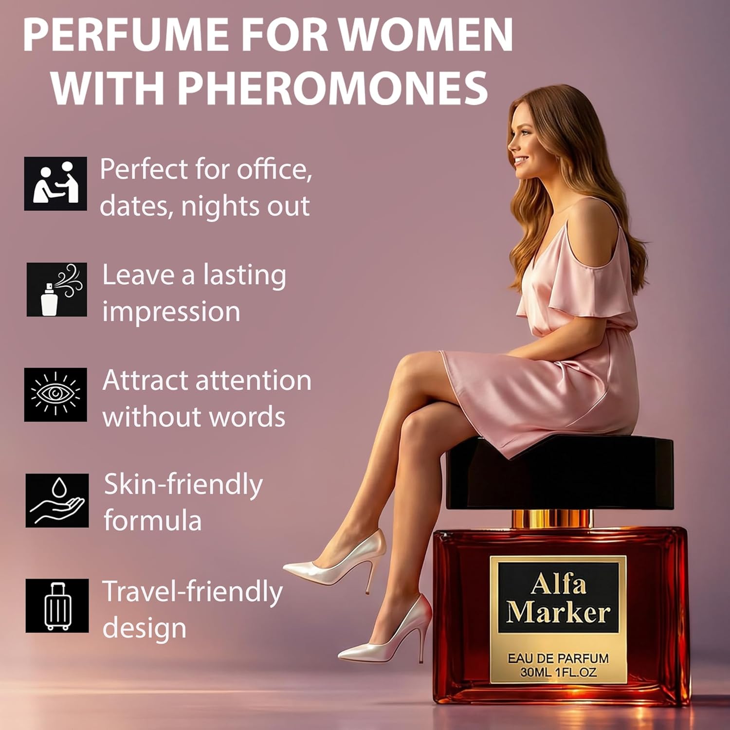 Perfumes for Women with Pheromones. 1fl oz Real Pheromones Infused Spray Long Lasting Scent. Original Premium Fragrance Travel Size Portable Bottle