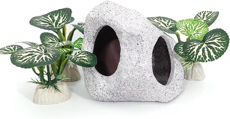Enfeite para Aquário com Caverna e Janela de Observação, Plantas Artificiais Vtapliea VP-VR-007