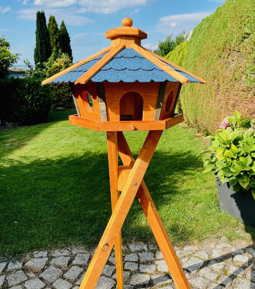 Mangeoire pour oiseaux hexagonale en bois pour animer votre jardin en hiver