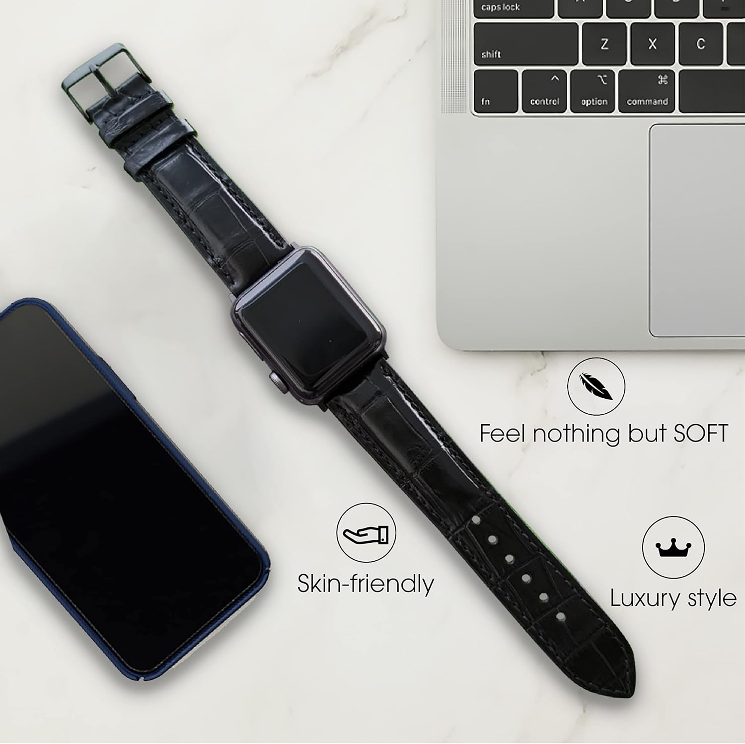 Handmade AIIigator Watch Band Leather Compatible with Apple Watch Ultra 49mm 45mm 44mm 42mm 41mm 40mm 38mm Croc Replacement for Iwatch Series 10 9 8 7 6 5 4 3 2 1 SE Stingray Ostrich