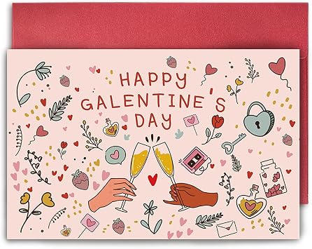 SuperShunhu Happy Galentines Day Card, Valentines Day Card for Best Friend, Galentines Day Gift for Friends, Bestie Valentines Card