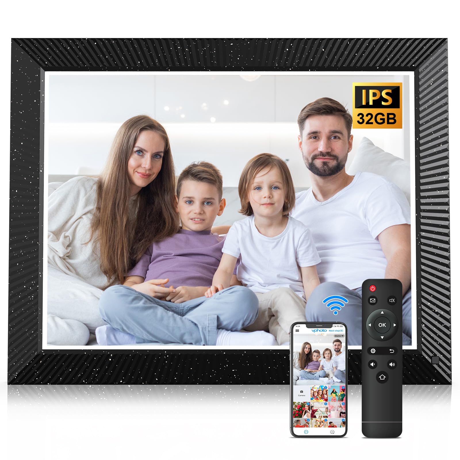 16.2" Large Digital Picture-Frame Wall-Mountable - NETHGROW WiFi-Digital Photo-Frame, 32GB, Touch Screen, Motion Sensor, Auto Rotate, Send Photo Video via Email App Instantly, Unlimited Cloud Storage
