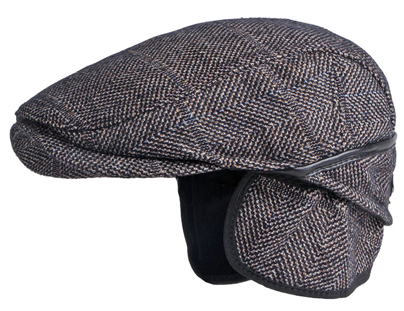 KangqifenMen Vintage Flat Cap with Foldable Ear Flaps Winter Dad Hat