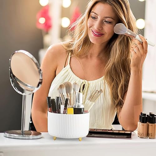 Miniatura 8 de MUAMAX Soporte para lápices de escritorio, organizadores de bolígrafos giratorios de 360 para escritorio, organizador de suministros de papelería