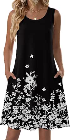 Zeagoo Summer Dresses for Women 2026 Sleeveless Casual Floral T-Shirt Sundress with Pockets