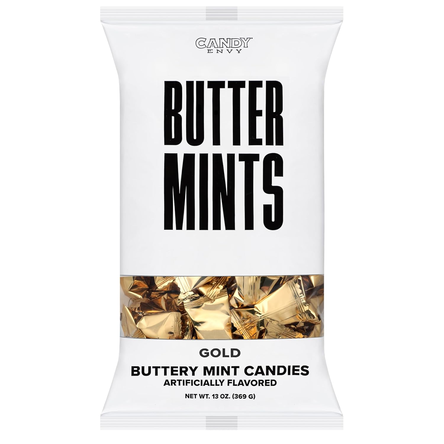 Candy Envy - Gold Wrapper Buttermints - 10 Bags Casepack with Approximately 100 Mint Per Bag - Gold Party Favors