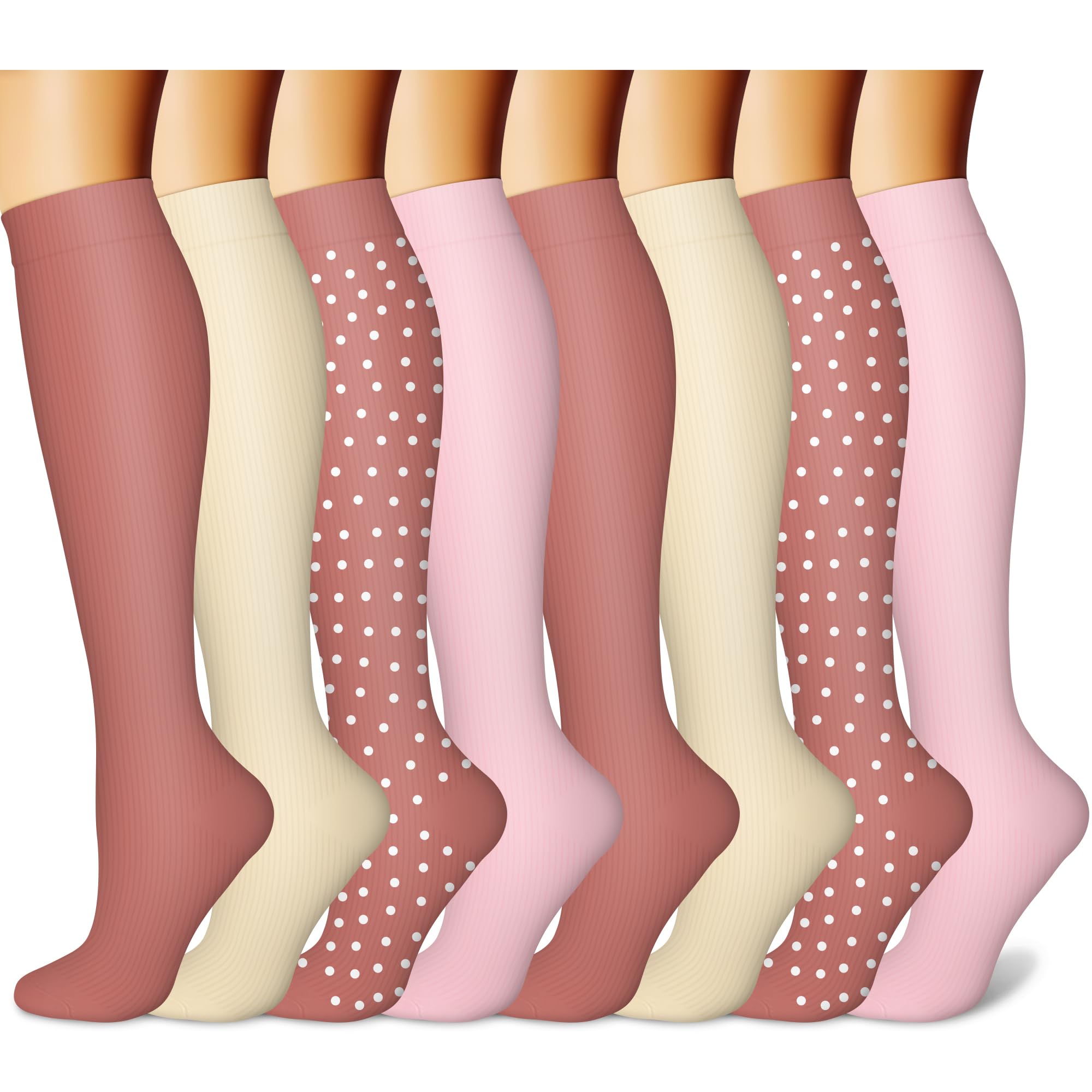 CHARMKING Compression Socks for Women & Men Circulation (8 Pairs) 15-20 mmHg is Best Support for Athletic Running,Cycling