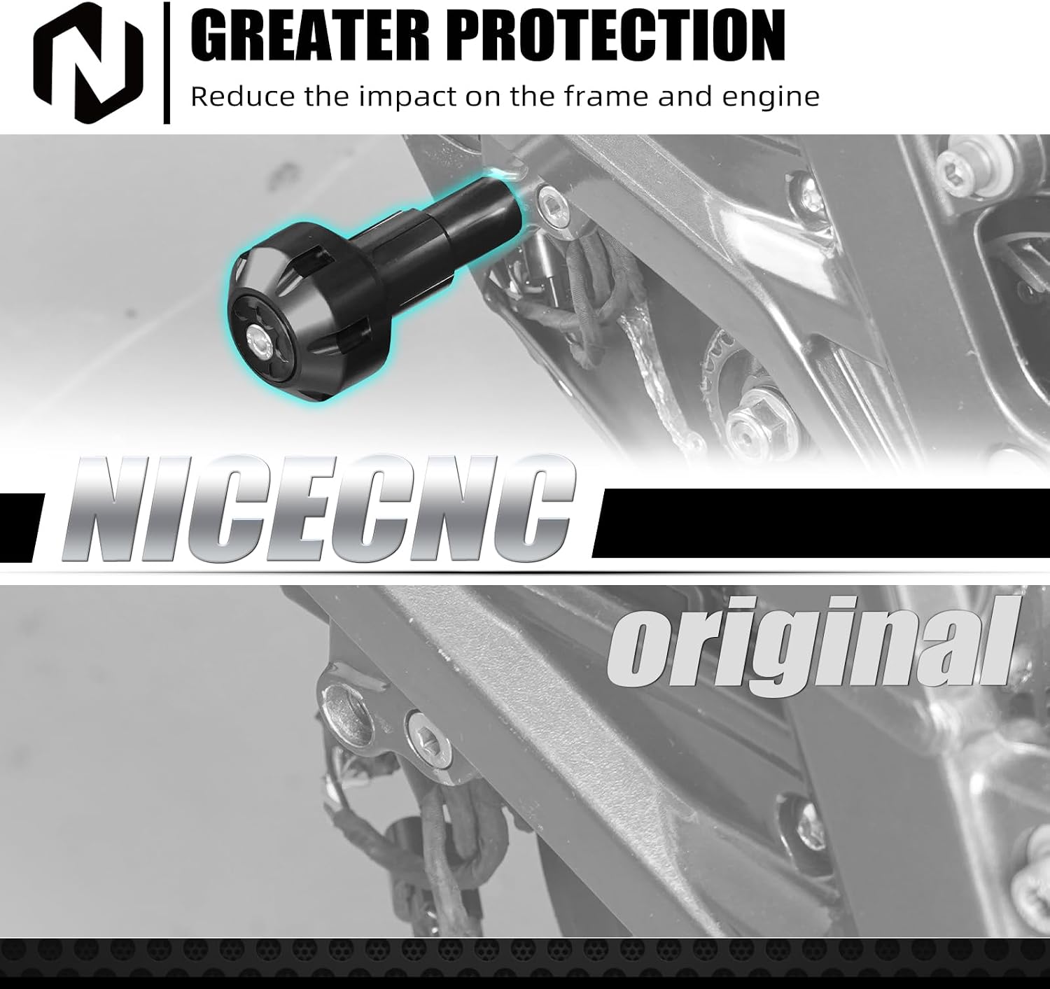 NICECNC Motorcycle Frame Sliders Crash Protector & Frame Guards Compatible with Surron Light Bee X/S/L1E & Segway X160/X260 See Fitment, Black, POM Aluminum Alloy