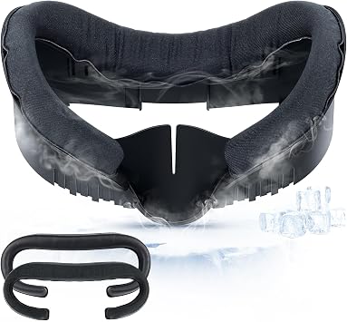 Face Cover Pad for Oculus Quest 3, 2 Replacement Face Cushion Pad1 Cooling Gel, 1 PU Leather with Facial Interface Frame, VR Accessories Set for Meta Quest 3 Including Anti-Leakage Nose Pad