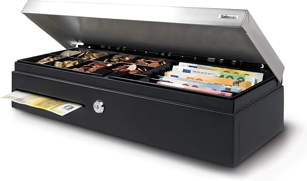 Safescan SD-4617S Flip-Top Cash Drawer That Safely Stores Your Cash - Till Drawer with 6 Note and 8 Coin Slots - Cash Till with RJ-12 Connection - Solid Cash Register Drawer of 46 X 17 X 10 cm