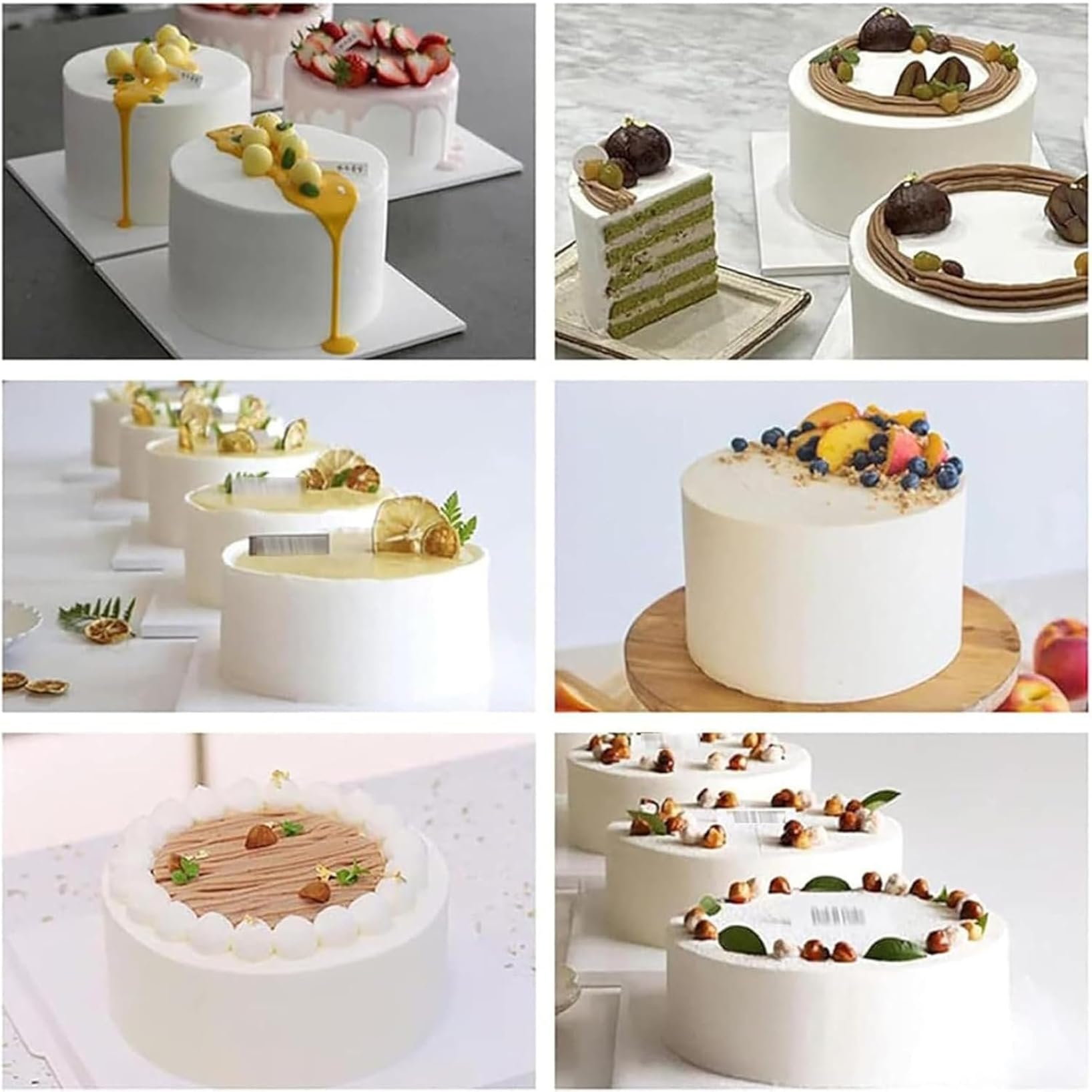 Máquina de decoración de recubrimiento liso de crema de pastel de cumpleaños, máquina de esparcimiento de crema de pastel, raspador de crema de pastel ajustable para pasteles de 4-12 pulgadas ~/