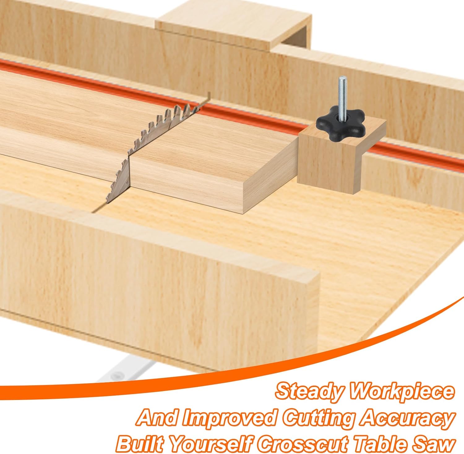 Crosscut Sled Kit for Table Saw Runners, Catcan Table Saw Sled Kit with 2 Aluminum T-Track, 2 UHMW Miter Bars, Knob and Bolt, Screws for Tablesaw Woodworking