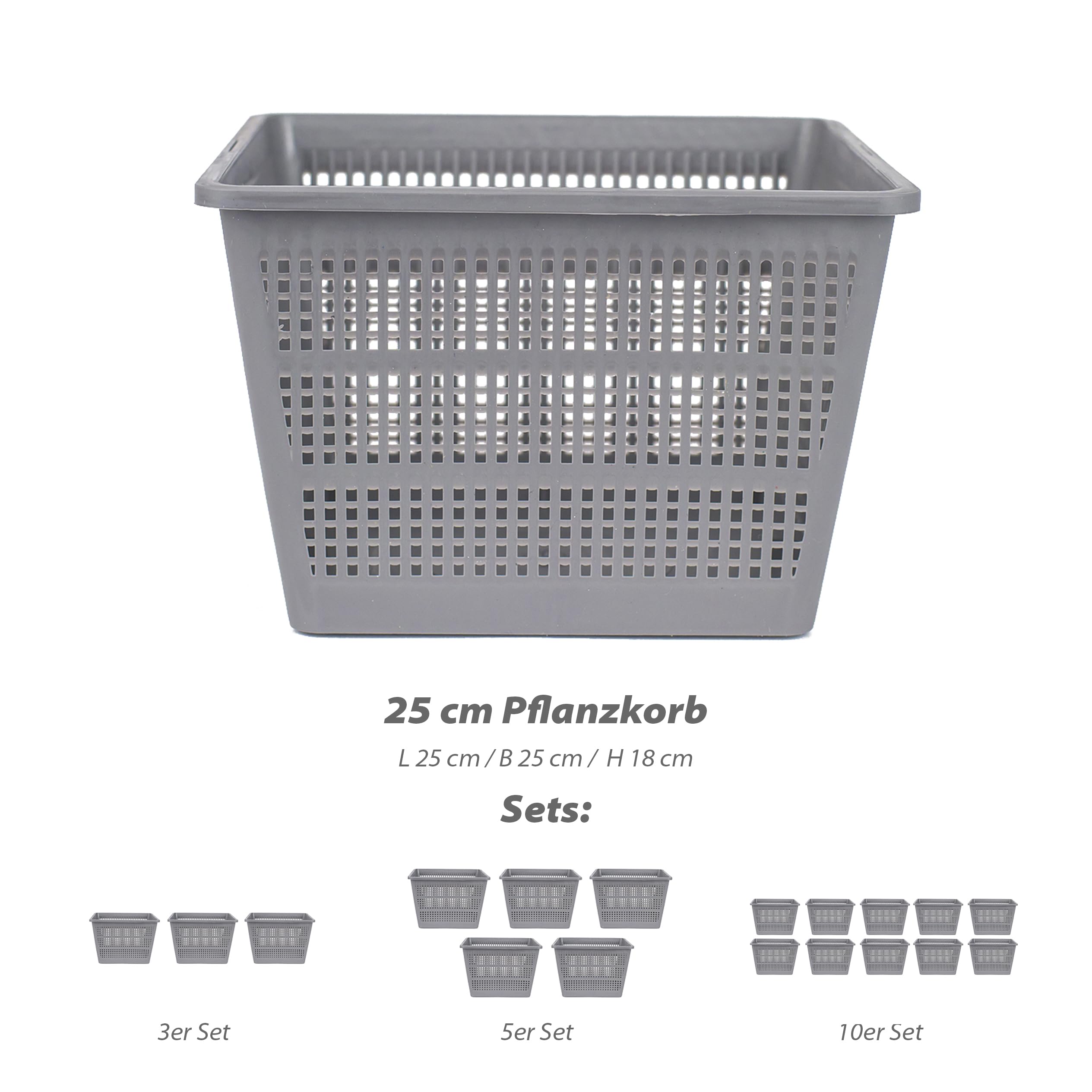 Iflo Flexibel gestaltbare Pflanzkörbe (25 x 25 x 18 cm) für Gartenteiche: mit und ohne Kokos-Einlegematte erhältlich. Ideal für Seerosen und andere Teichpflanzen (5 Einlegematten)