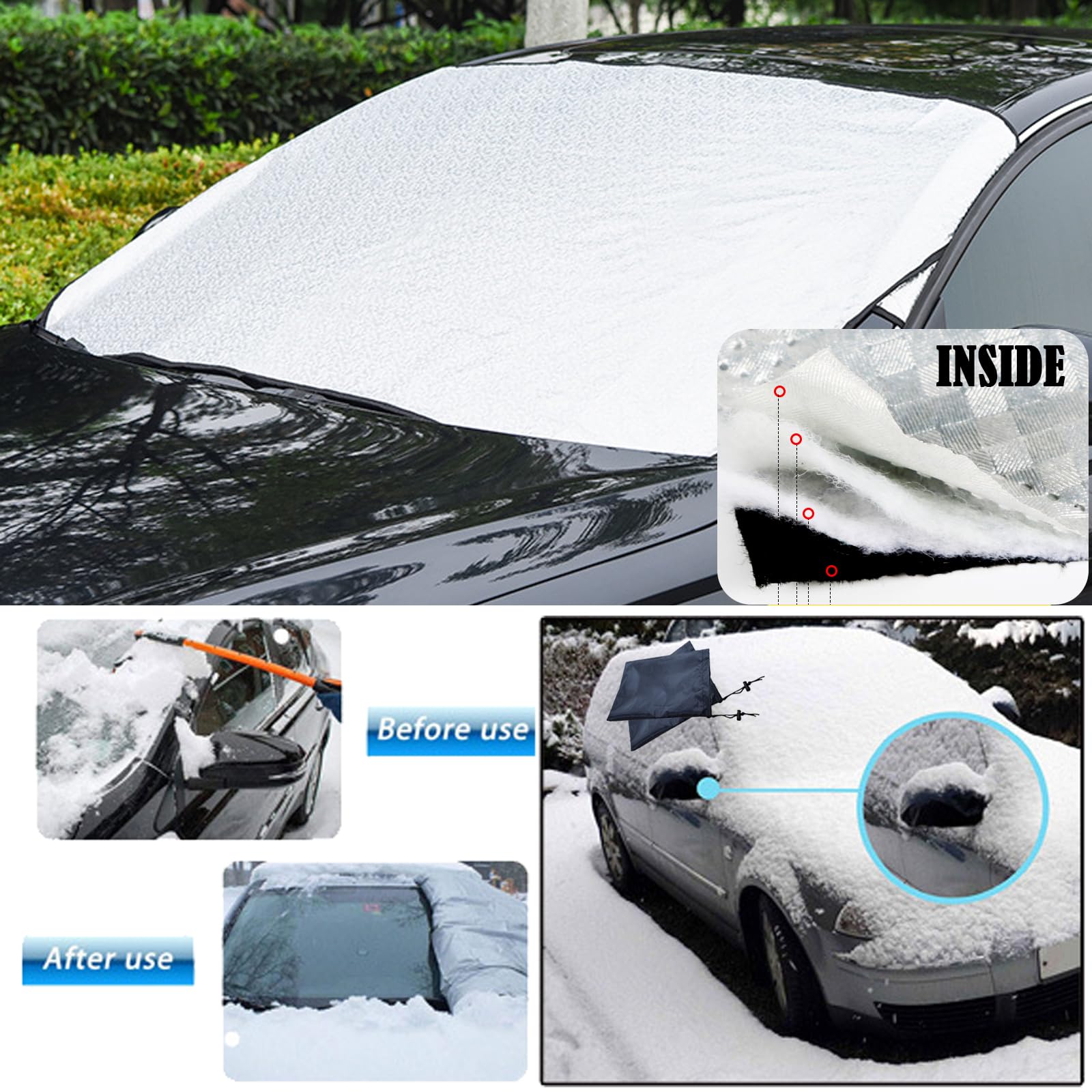 Copertura Parabrezza Auto, Copri Parabrezza Per Auto Inverno, Protezione Parabrezza Antighiaccio Con 12 Magnete E Copertura Specchietto Retrovisore, Per Benz SLS-Class