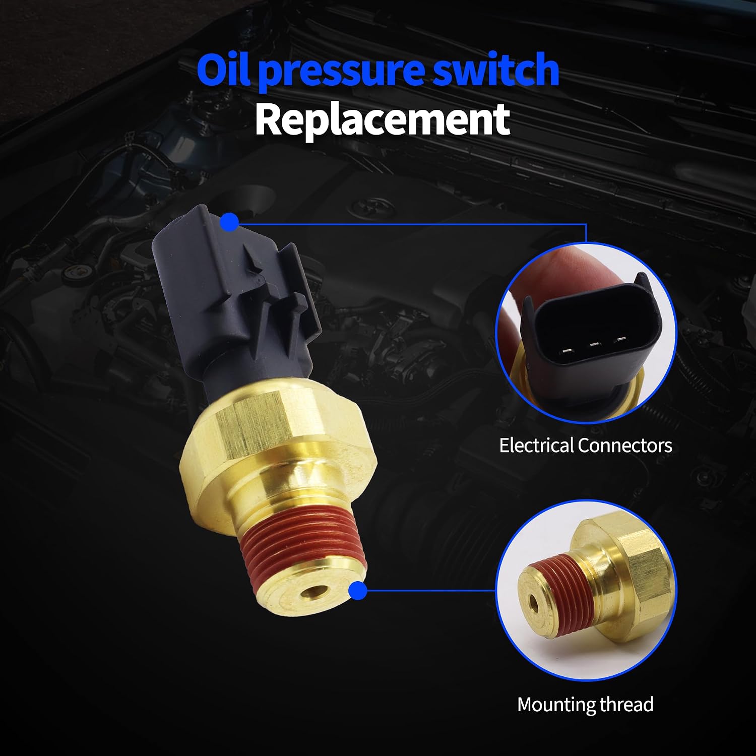Engine Oil Pressure Sensor Sending Unit Compatible with Chrysler 200 Dodge Dart Cherokee Renegade Fiat 500X Ram ProMaster City 2.0L 2.4L 2015 2016 2017 Replace# 68145662AB 68145662AA PS753
